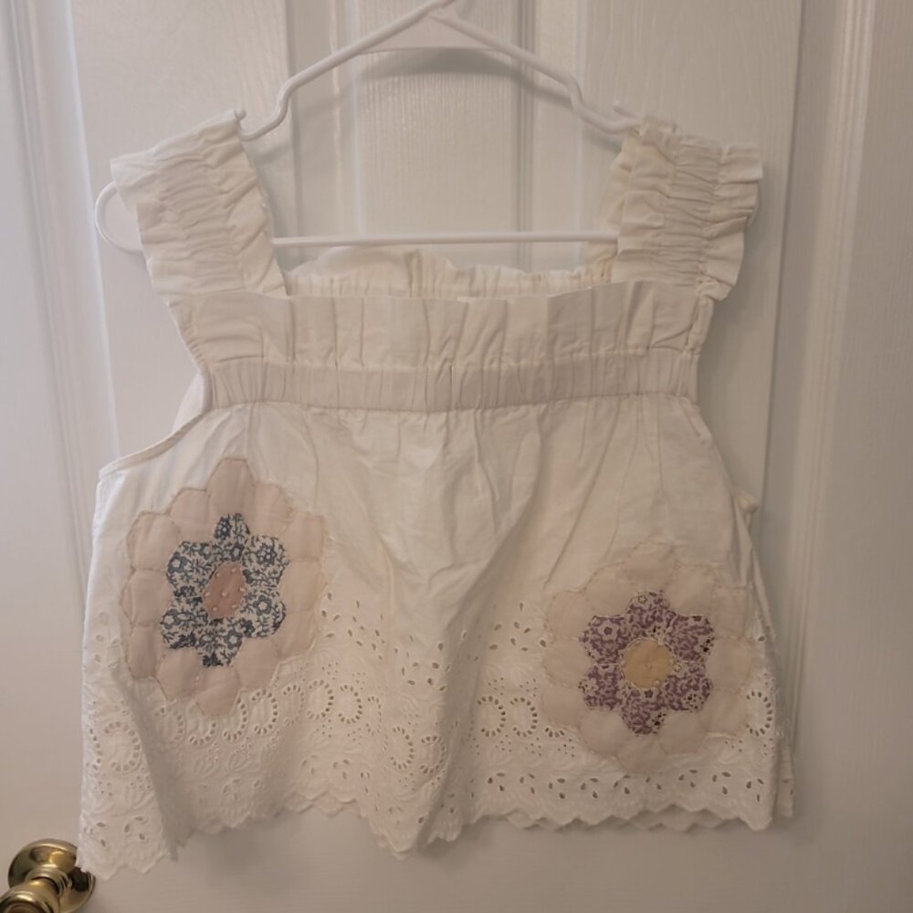 Sea New York Patchwork Eyelet Babydoll Blouse White Size S